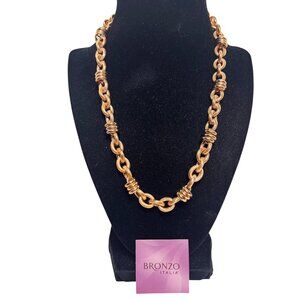 Bronzo Italia 20" Chunky Textured Status Link Necklace (6288)